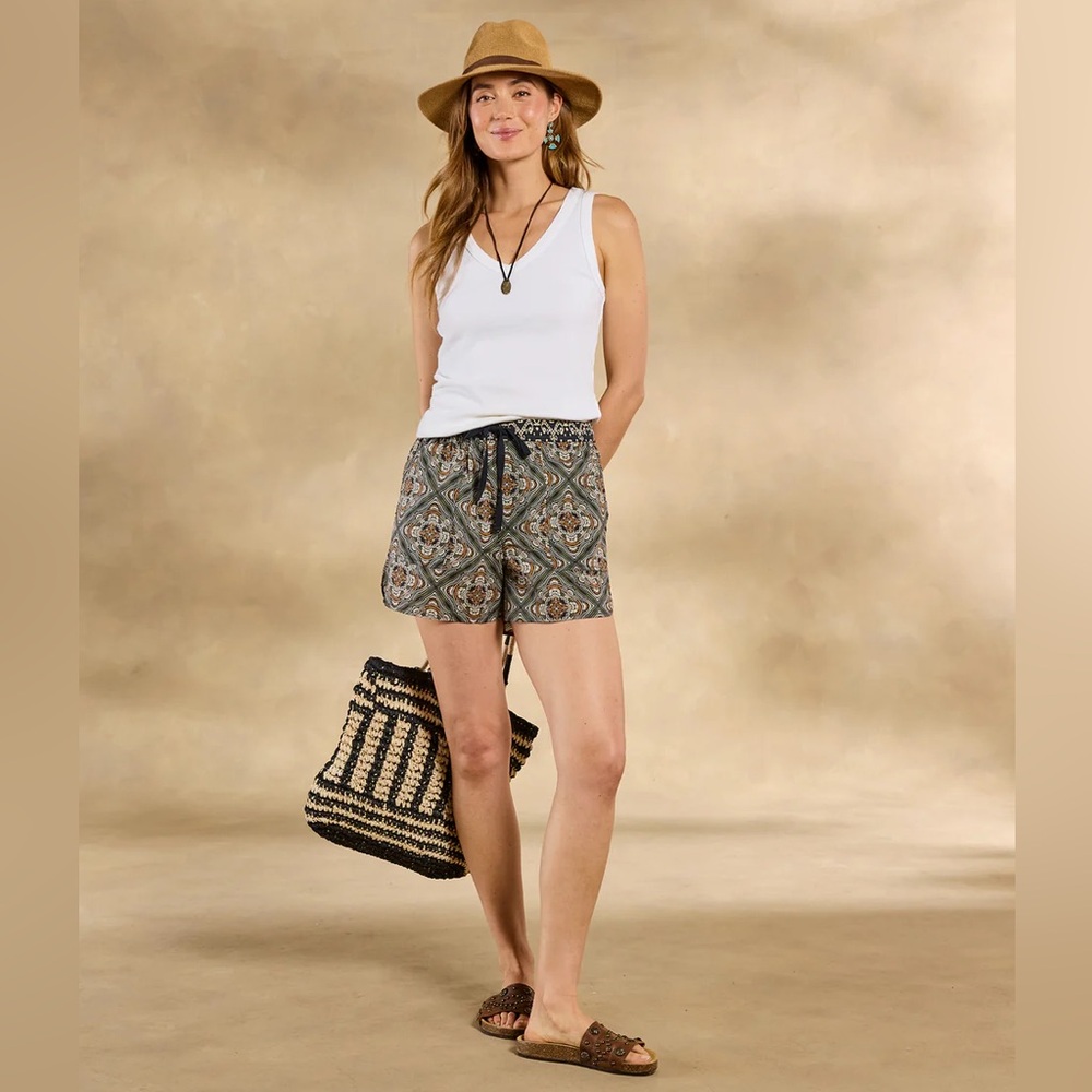 NEW Sundance Kai Printed Shorts Onyx Pull On Cotton Women's Size 20 22 XXL